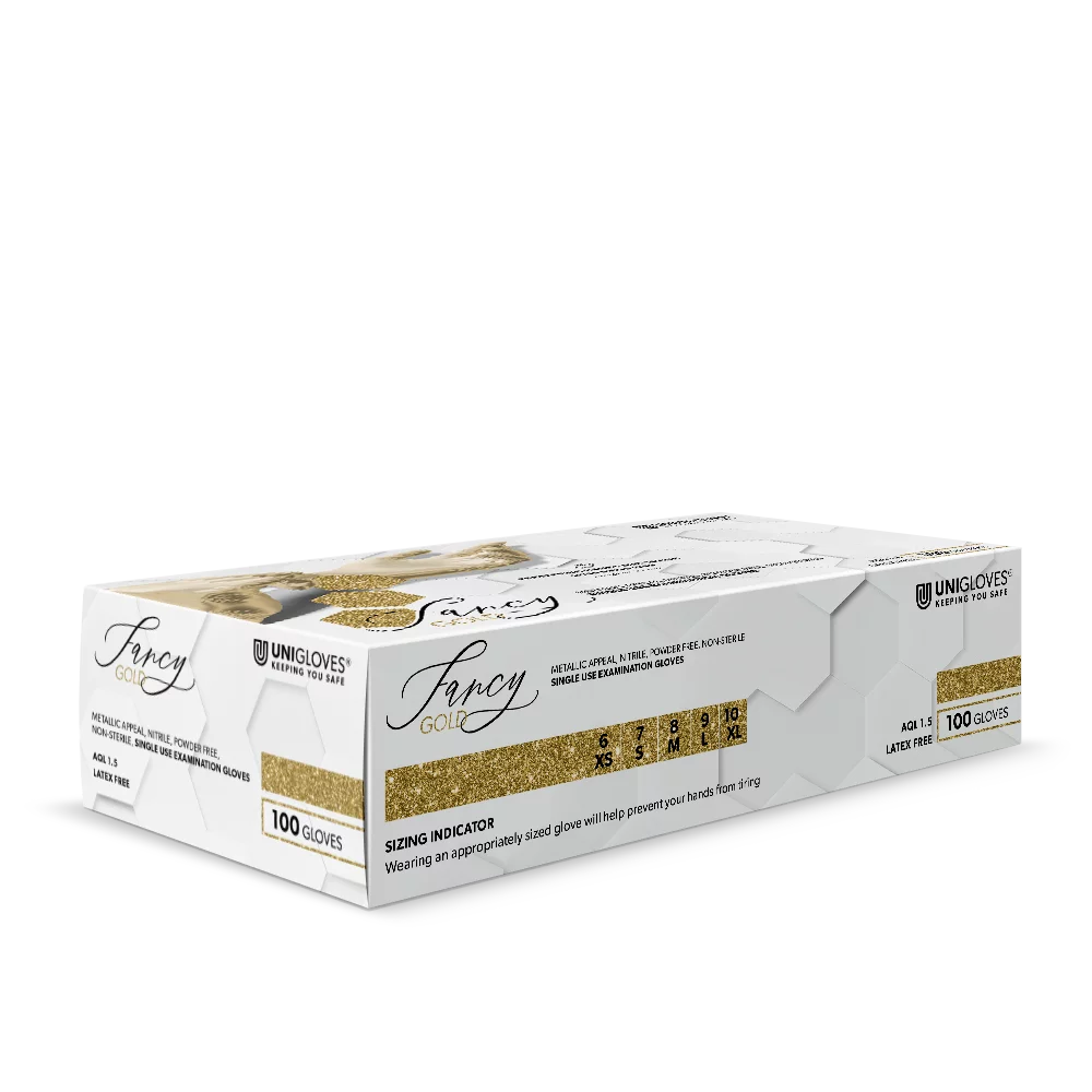 Nitrylhansker UNIGLOVES Fancy GOLD, S, 6 stk