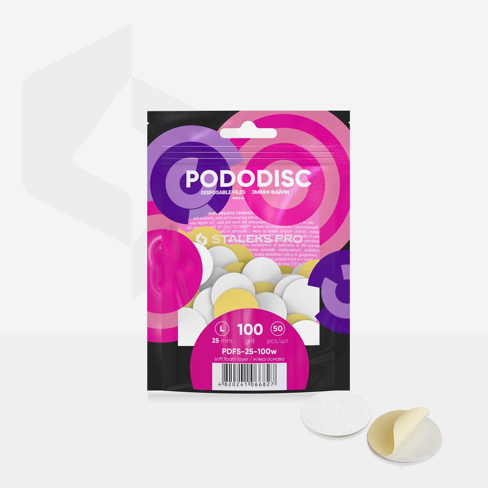 Staleks Pro hvite filer til PODODISC L EXPERT, 100 grit /mykt skumlag, 50 stk