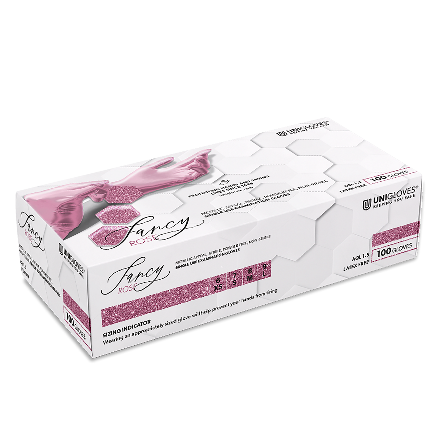 Nitrylhansker UNIGLOVES Fancy ROSE, M, 100 stk